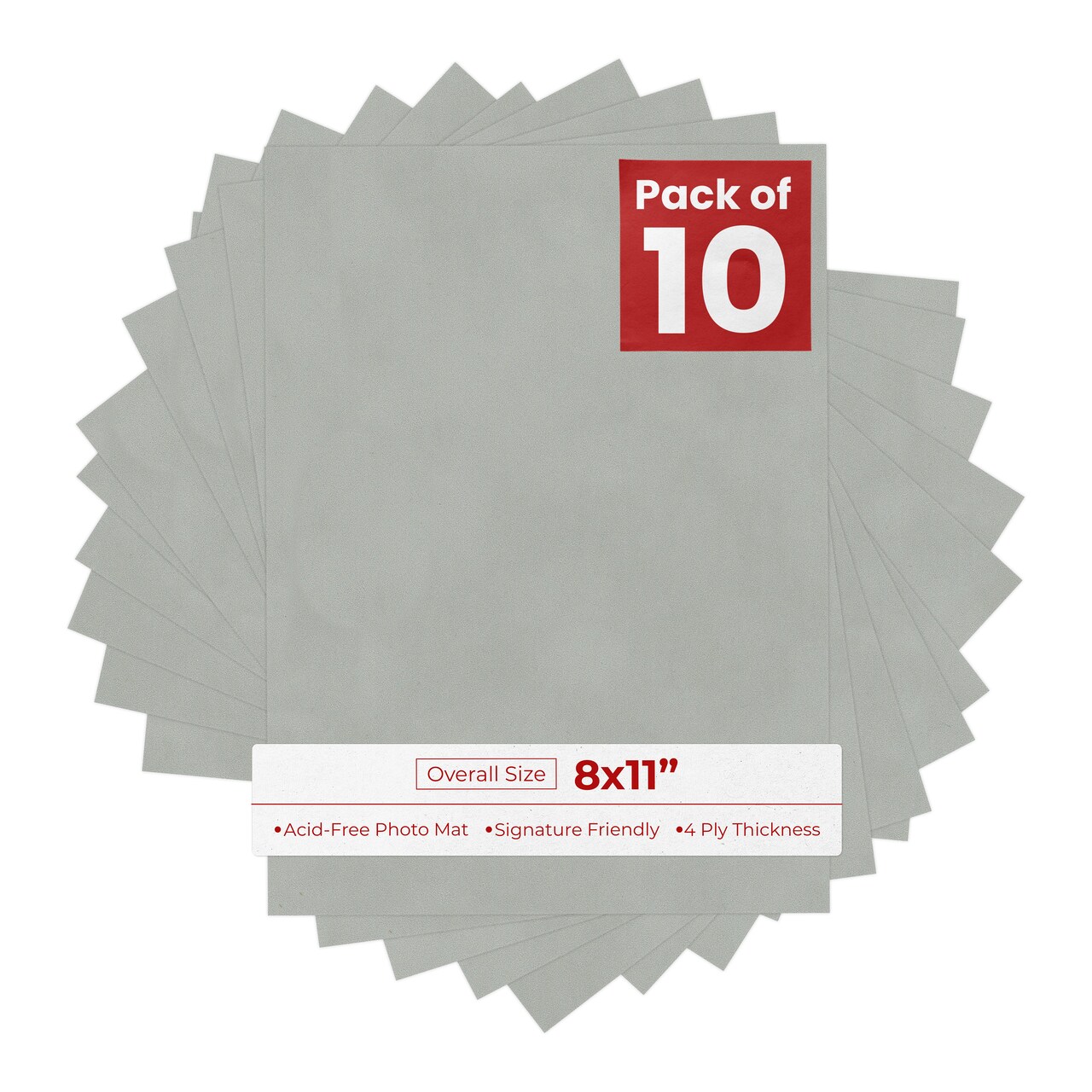 Light Grey Suede 8x11 Uncut Mat Board - Blank Sheets, No Opening